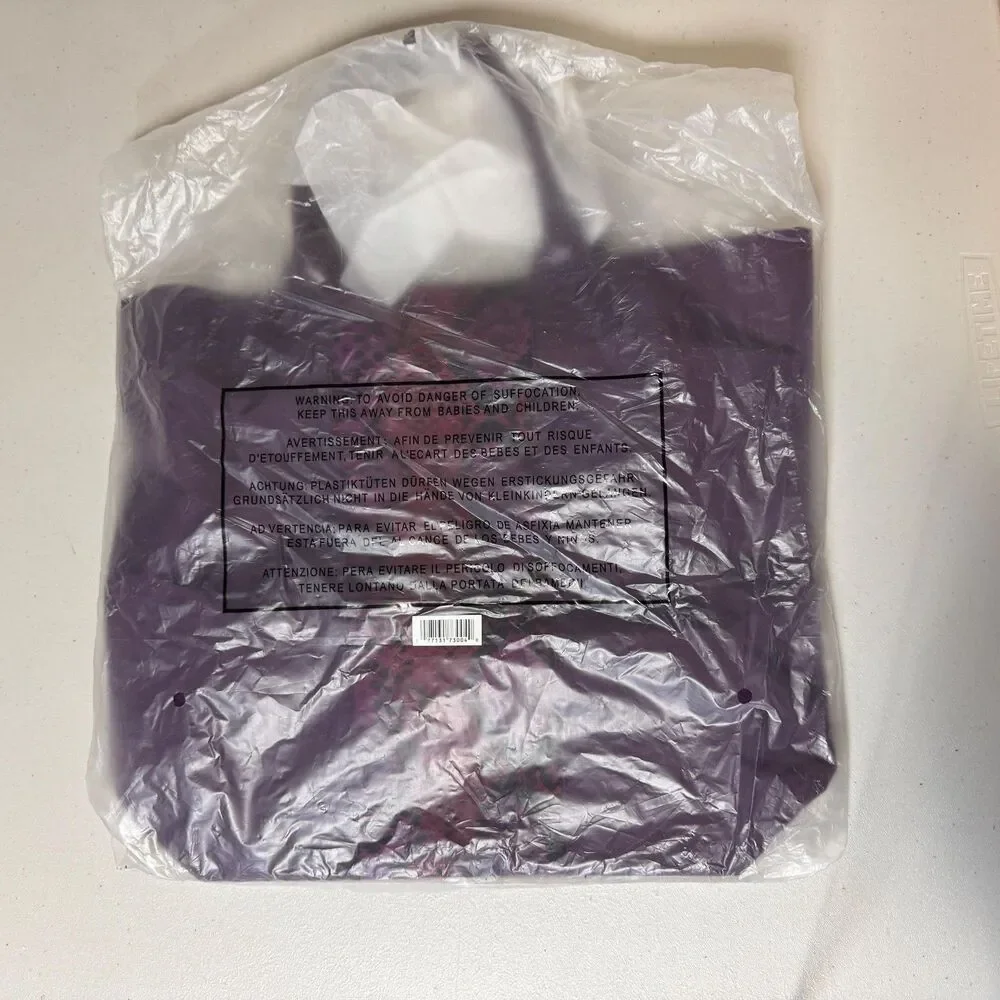 NWT Estee Lauder Tote Bag Women's Purple Faux Snake Skin Lined Summer Beach
